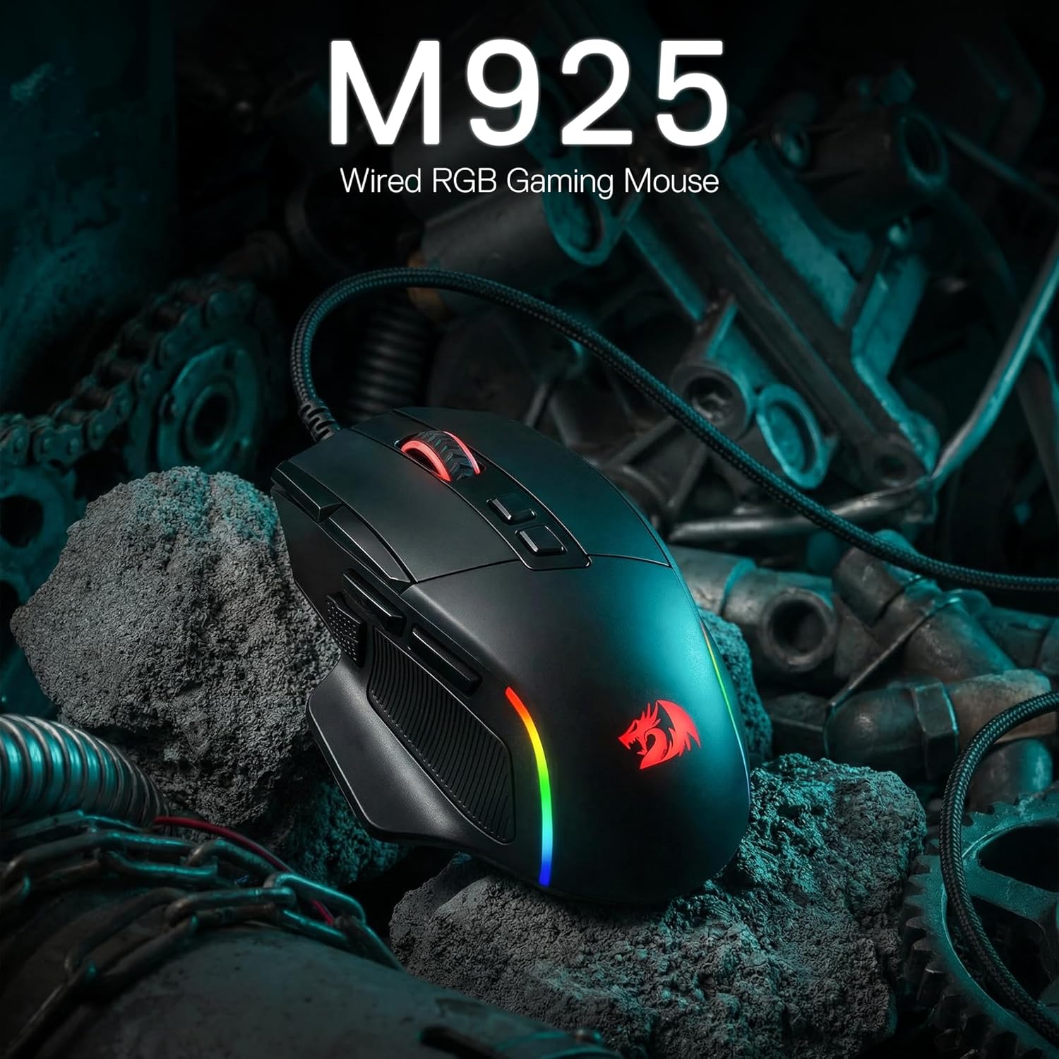 Redragon M925 Wired Gaming Mouse, 24,000 Max DPI Optical Gaming Mouse with 10 Programmable Buttons, Ergonomic Natural Grip Build, Software Supports DIY...