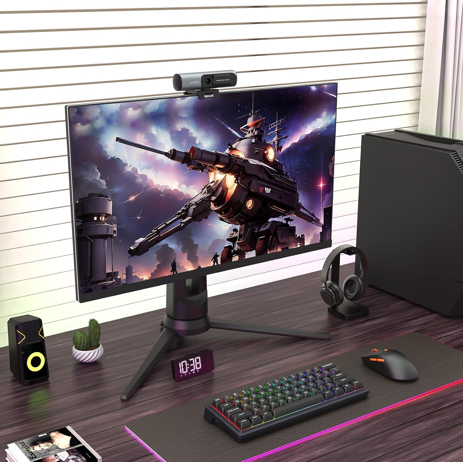 Redragon GW911 4K Webcam for PC, Ultra HD with Dual Noise-Cancelling Mic