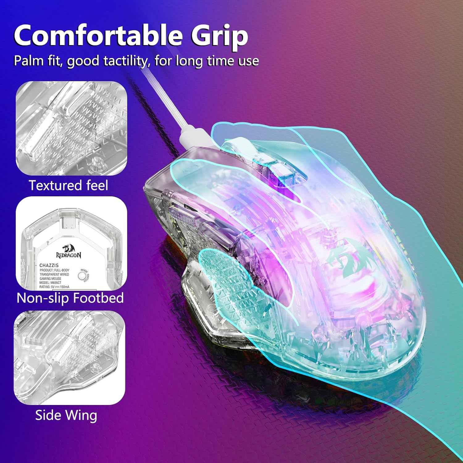 Redragon Wired Gaming Mouse, 24,000 DPI, 7 Programmable Button, 2 Side Buttons