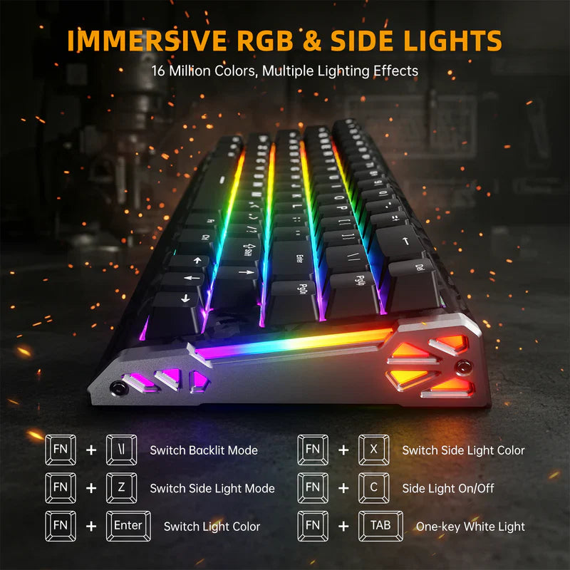 ATTACK SHARK R68 HE 60% Wired Rapid Trigger 8K Mechanical RGB Gaming Keyboard with 0.005mm Accuracy,0.08ms Latency,256K Scan,Hall Effect Magnetic Switch,Carbon Fiber+CNC Aluminum Alloy for PC FPS(Ink)