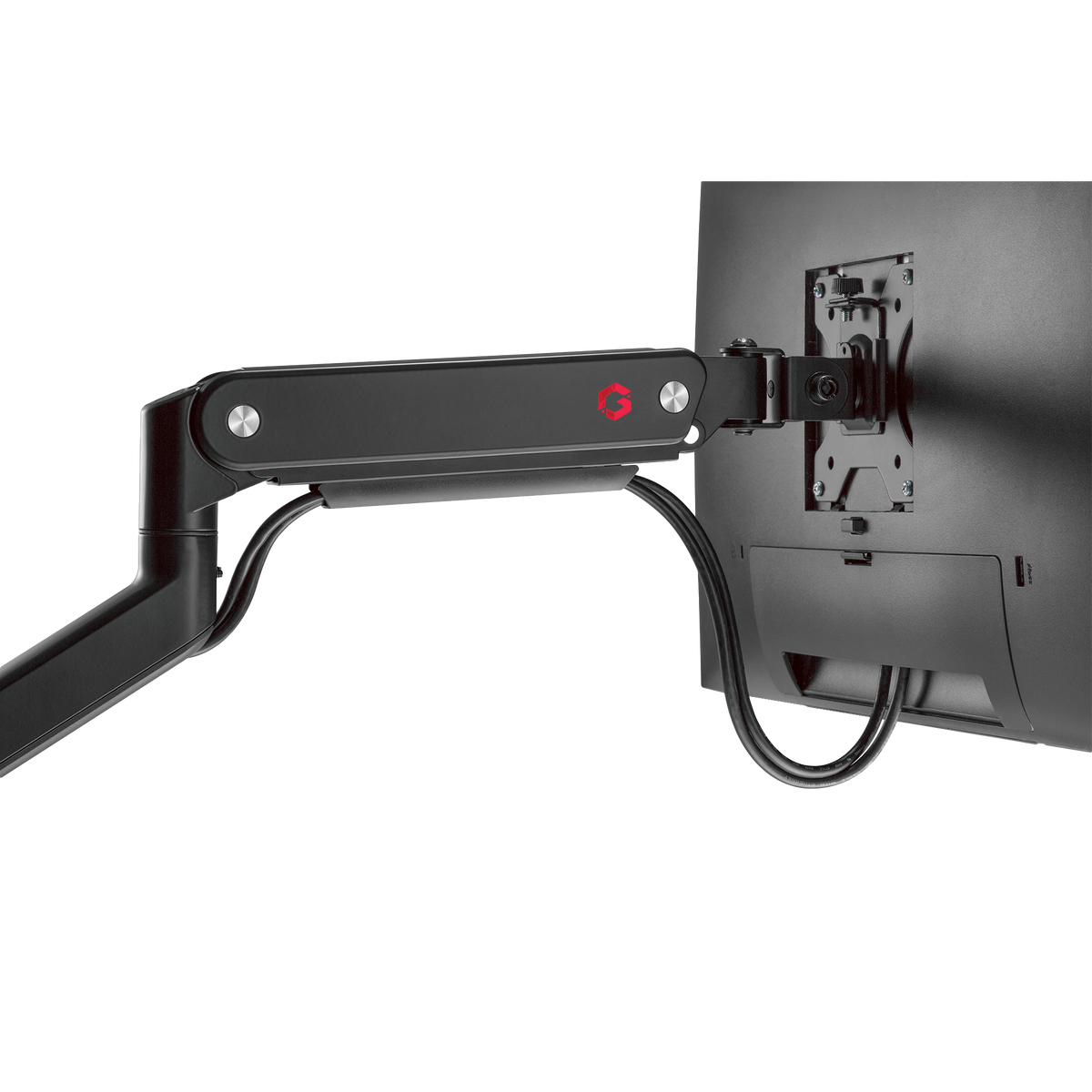 Gameon go-2045 pole-mounted spring-assisted dual monitor arm for gaming and office use 17’’ - 32’’ each arm up to 9 kg