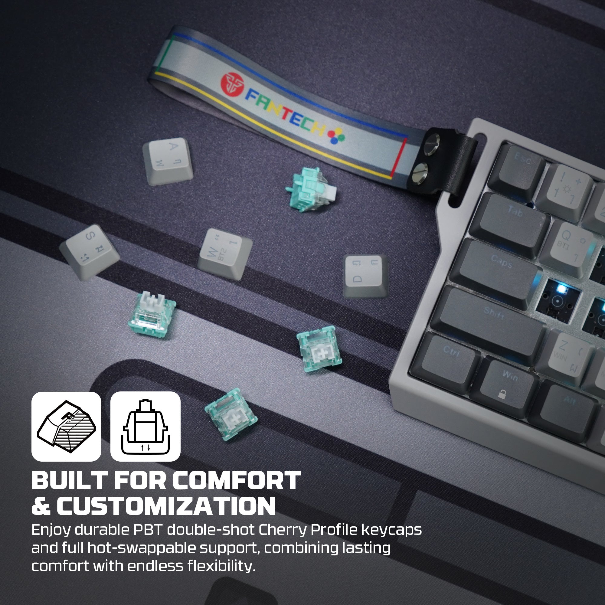 Fantech Keyboard ATOM HE68 MK922 MAGNETIC SWITCH 8000 HZ  – GRAY