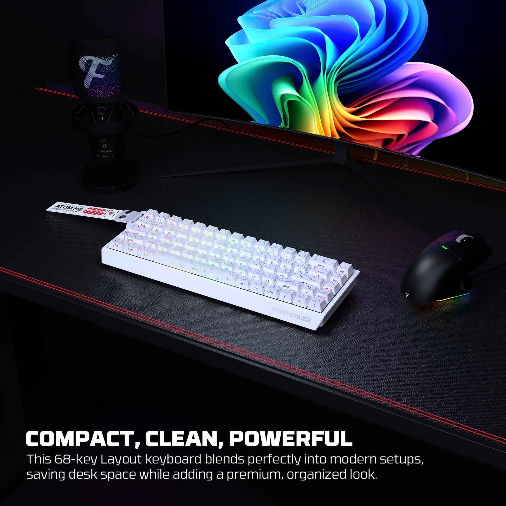 Fantech Keyboard ATOM HE68 MK922 MAGNETIC SWITCH – WHITE