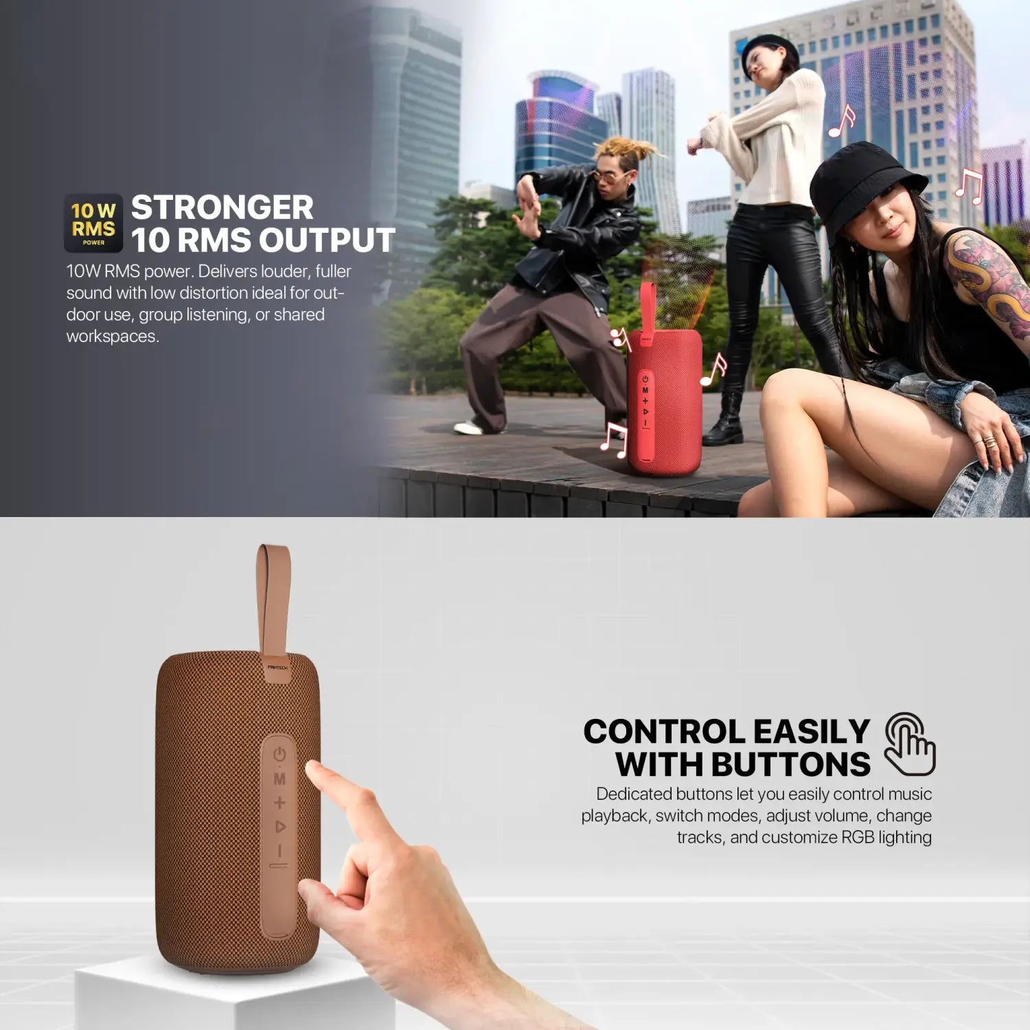 Fantech Bs159 True Wireless Rms Speaker Tws Deep Bass 10w 57mm Driver 4-way White