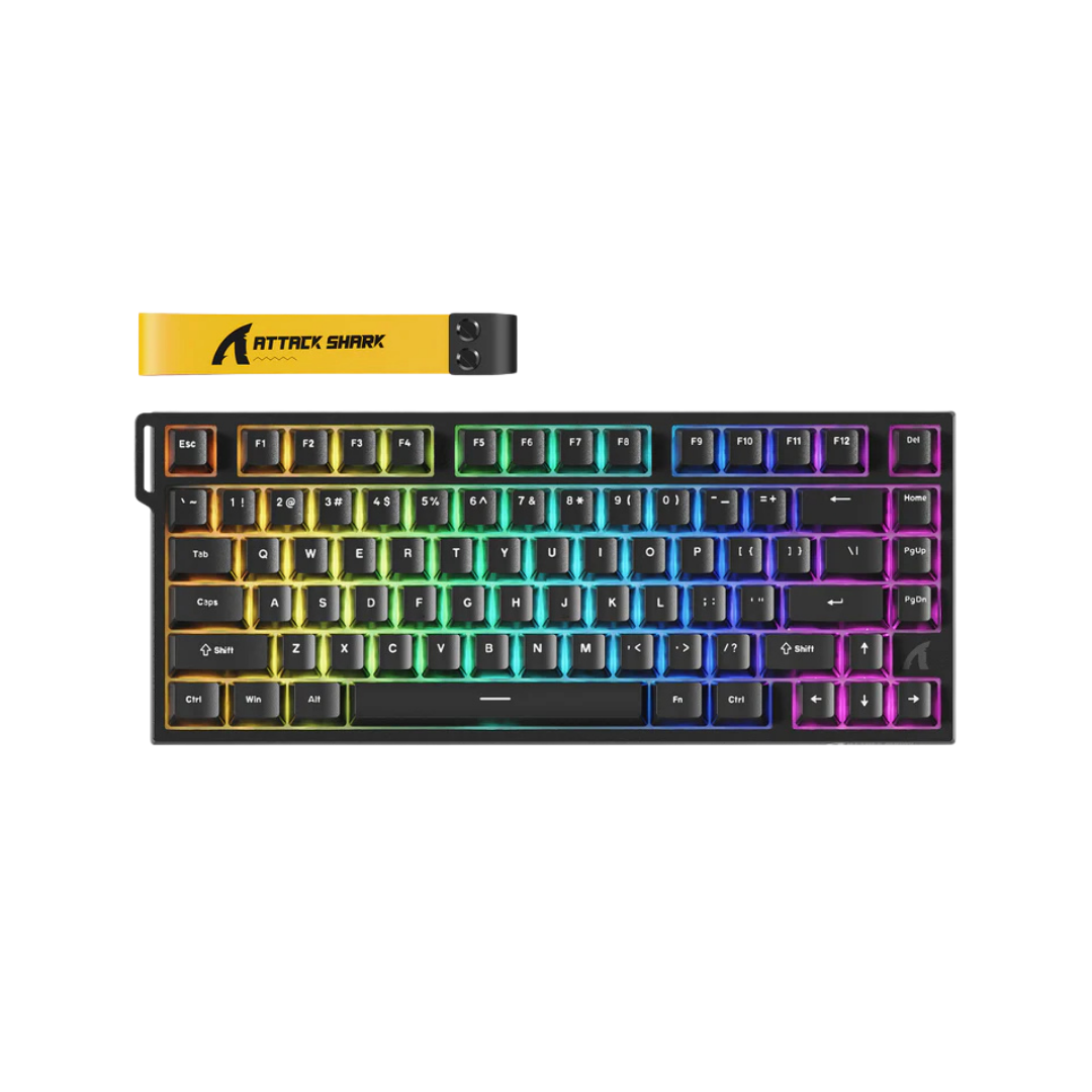 ATTACK SHARK R82 HE Rapid Trigger Wired Mechanical Gaming Keyboard TKL NKRO with 8K Polling,0.005mm RT Accuracy,256K Scan Rate,5 Layer Sound Damped,Hall Effect Magnetic Switch,Driver for PC Mac(Black)