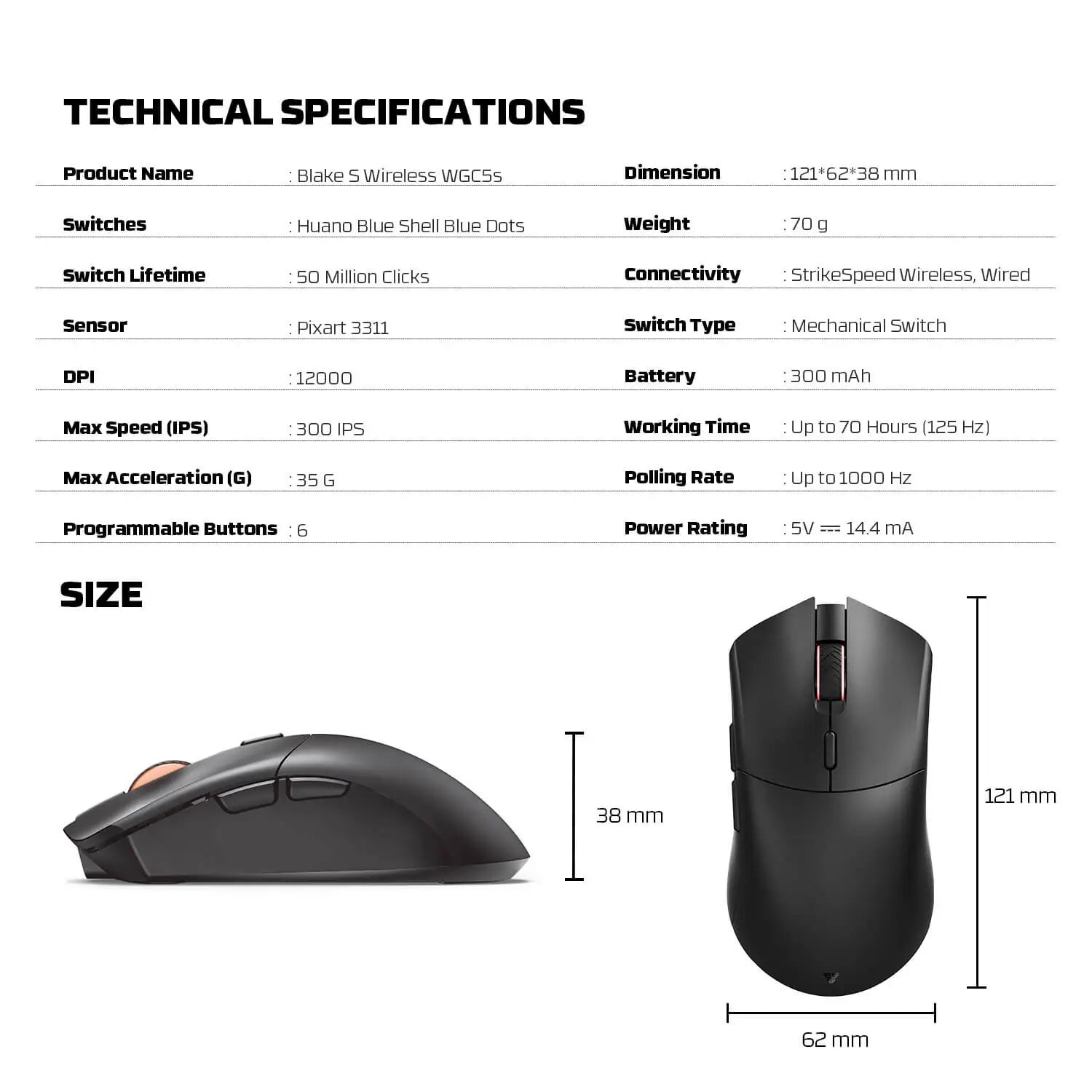 FANTECH WGC5S BLAKE S DUAL MODE WIRELESS GAMING MOUSE