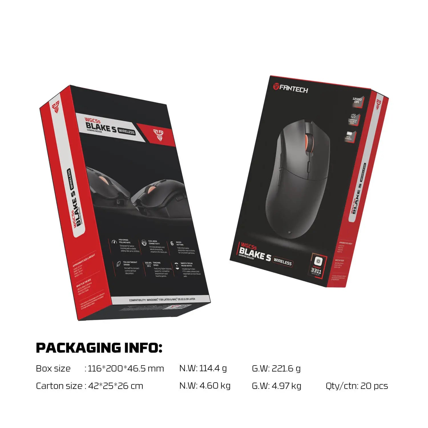 FANTECH WGC5S BLAKE S DUAL MODE WIRELESS GAMING MOUSE