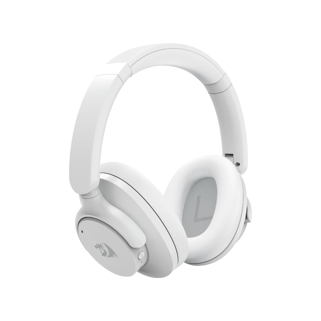 Redragon H610 Wireless Gaming Headset for PC, Mac, NS, Phone - BT 5.3 with Active Noise Cancellation, 40H Battery, Lightweight, Over-Ear Headphones with Built-in Mic, White