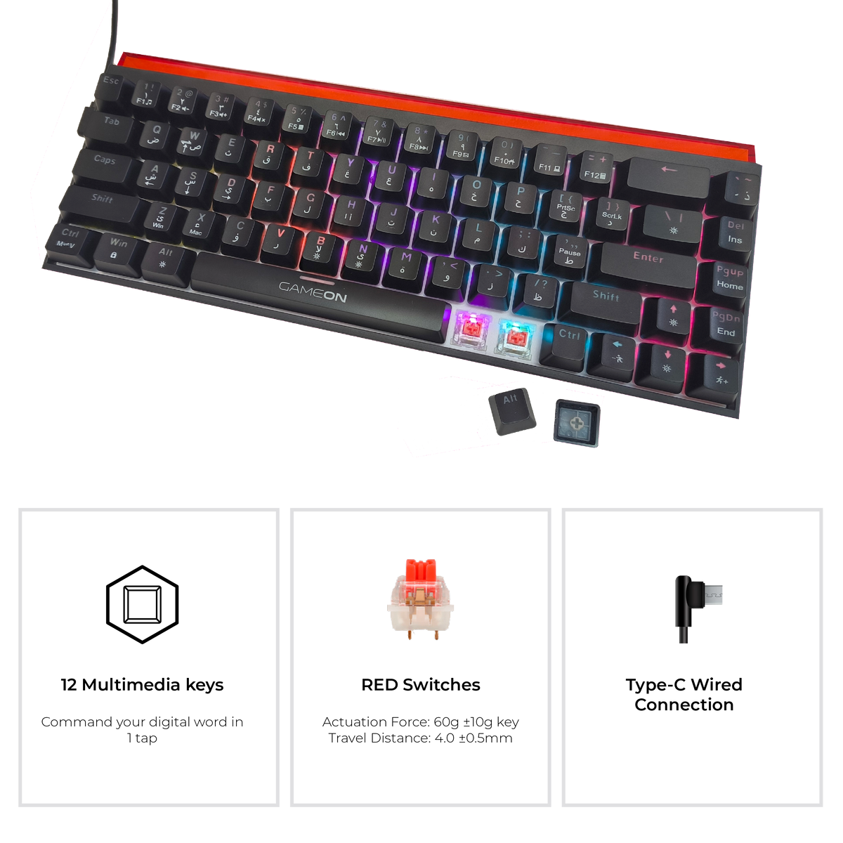 GAMEON PRIMEX Series GO-MK260-RS 60% RGB Mechanical