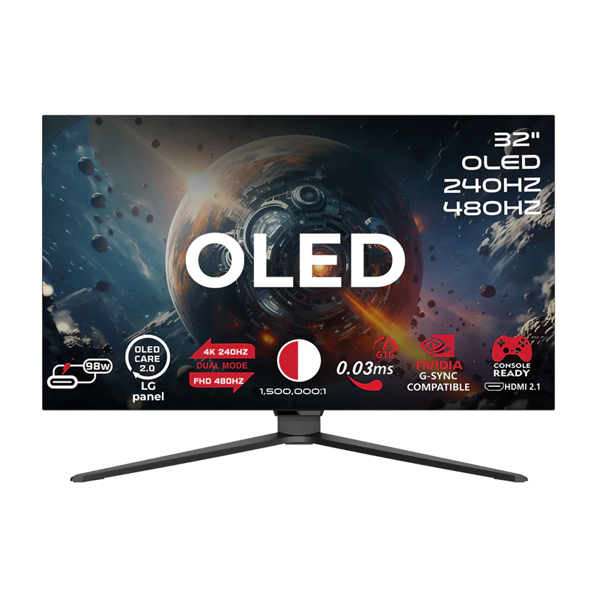GAMEON Signature X Series 32" Dual Switch OLED 4K UHD 240Hz/FHD 480Hz, 0.03ms, HDMI 2.1,Gaming Monitor (Supports PS5)