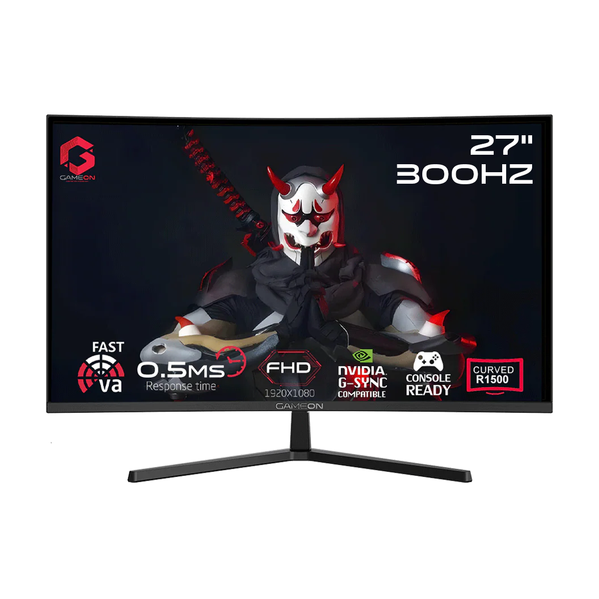 GAMEON Pro Series 27'' FHD, 300Hz, MPRT 0.5ms, HDMI 2.1, Fast VA Panel Curved Gaming Monitor 1500R, 16:9 (Supports PS5)