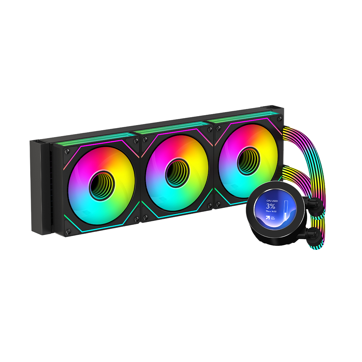 Gameon - kraken n360 lcd display liquid cpu cooler 360mm with argb tube - black - pc hardware