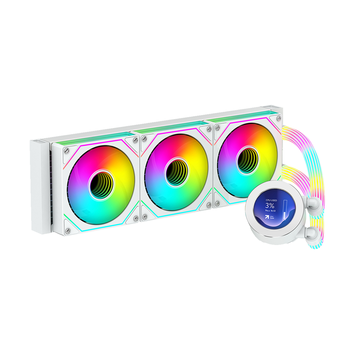 Gameon - kraken n360 lcd display liquid cpu cooler 360mm with argb tube - white - pc hardware