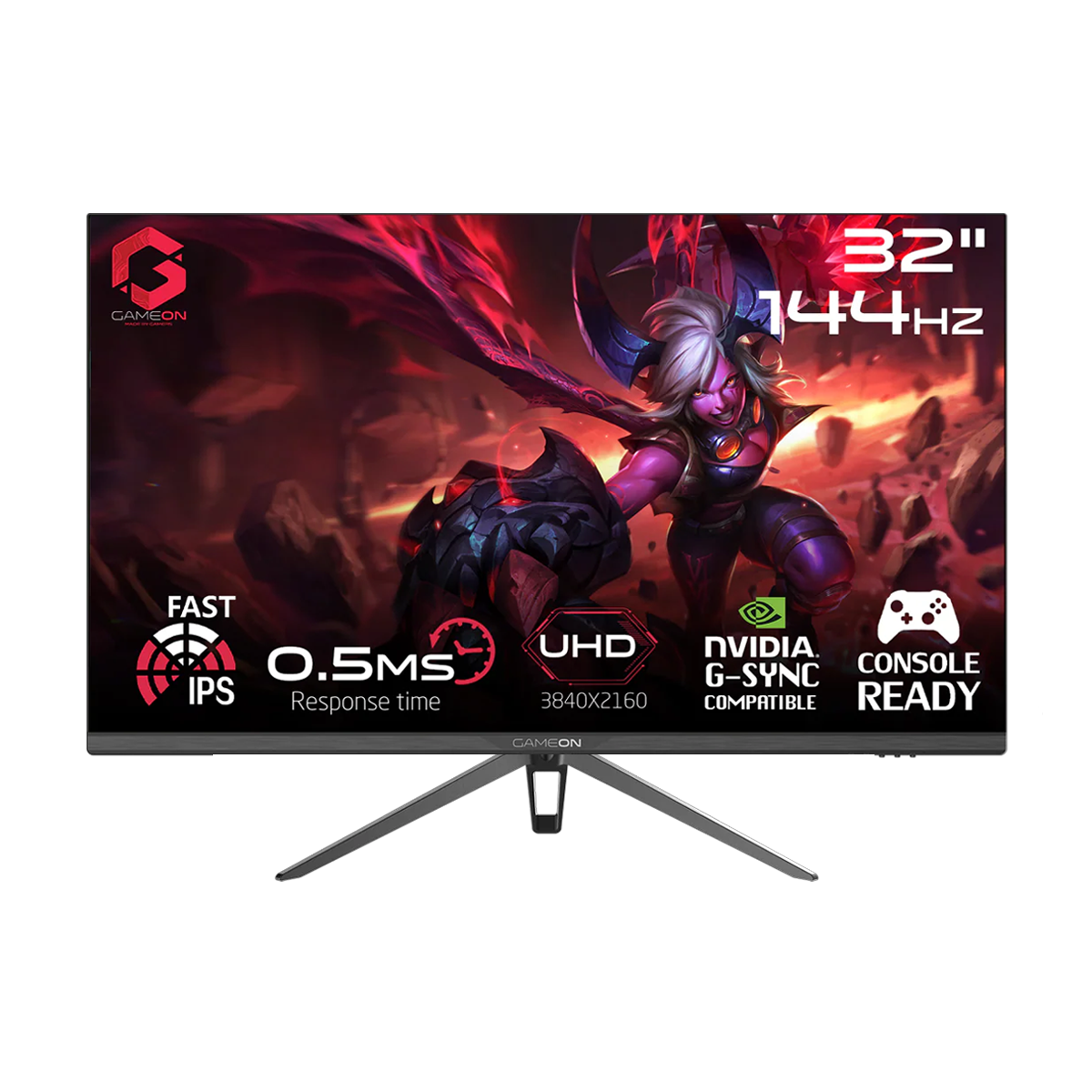 Gameon premium series 32’’ 4k uhd 144hz mprt 0.5ms hdmi 2.1 fast ips gaming monitor (supports ps5) - black - monitors
