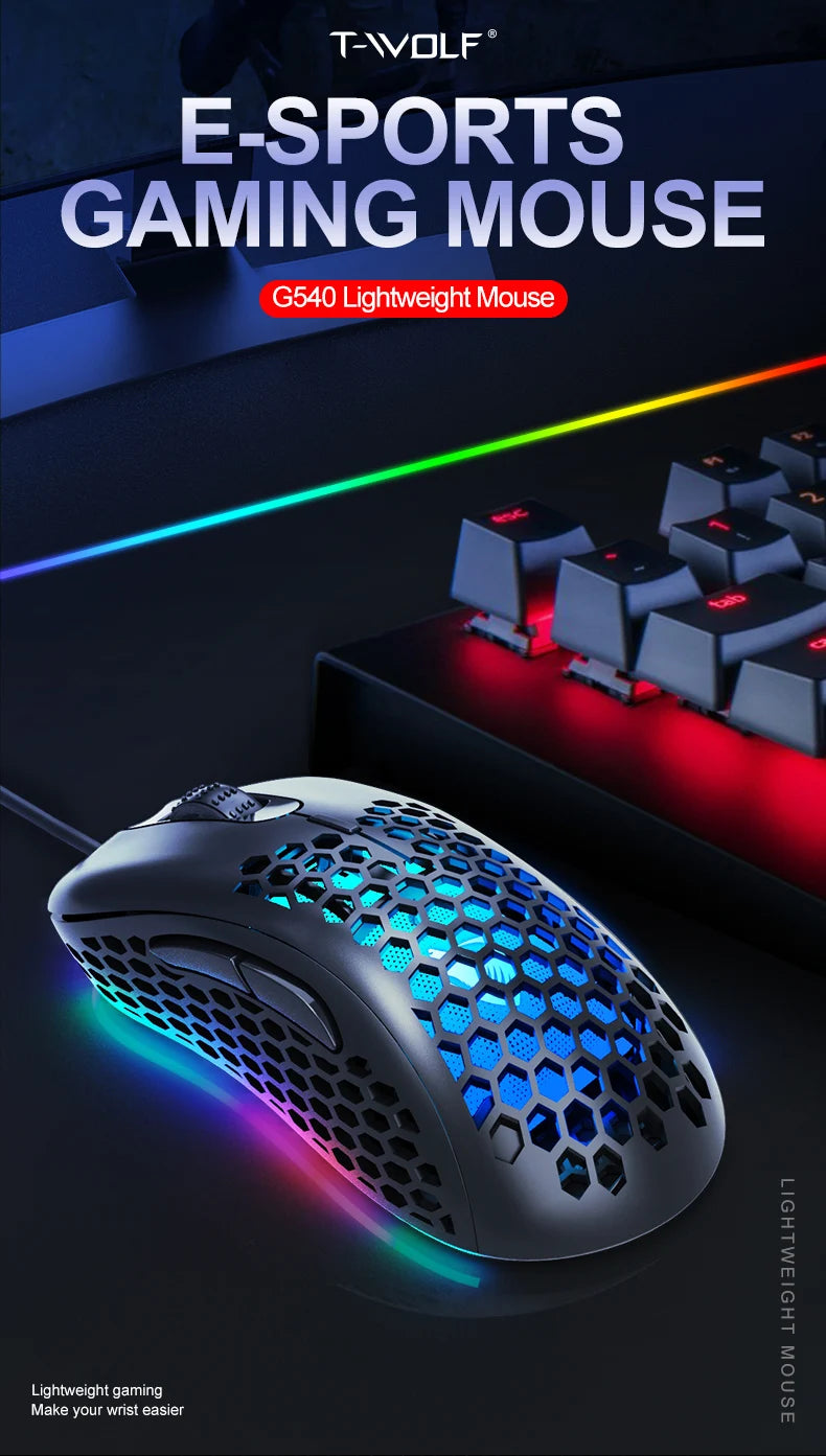 T-wolf G540 Usb High Version E-sports Gaming Mouse 6400 Dpi