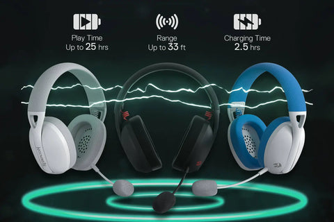 Redragon H848 Bluetooth Wireless Gaming Headset - Lightweight - 7.1 Surround Sound - 40mm Drivers - Detachable