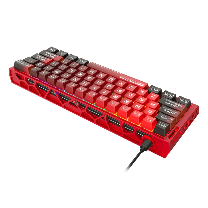 Redragon K753 HE Rapid Trigger Gaming Keyboard, 60% 61 Keys Wired Mechanical Keyboard w/Hype-Red Hollowed-Out Aluminum Base, Next-Gen UltraMag 100% POM Silky Rappid Trigger Magnetic Switch