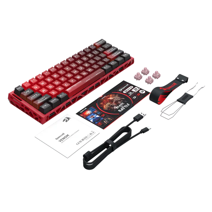 Redragon K753 HE Rapid Trigger Gaming Keyboard, 60% 61 Keys Wired Mechanical Keyboard w/Hype-Red Hollowed-Out Aluminum Base, Next-Gen UltraMag 100% POM Silky Rappid Trigger Magnetic Switch