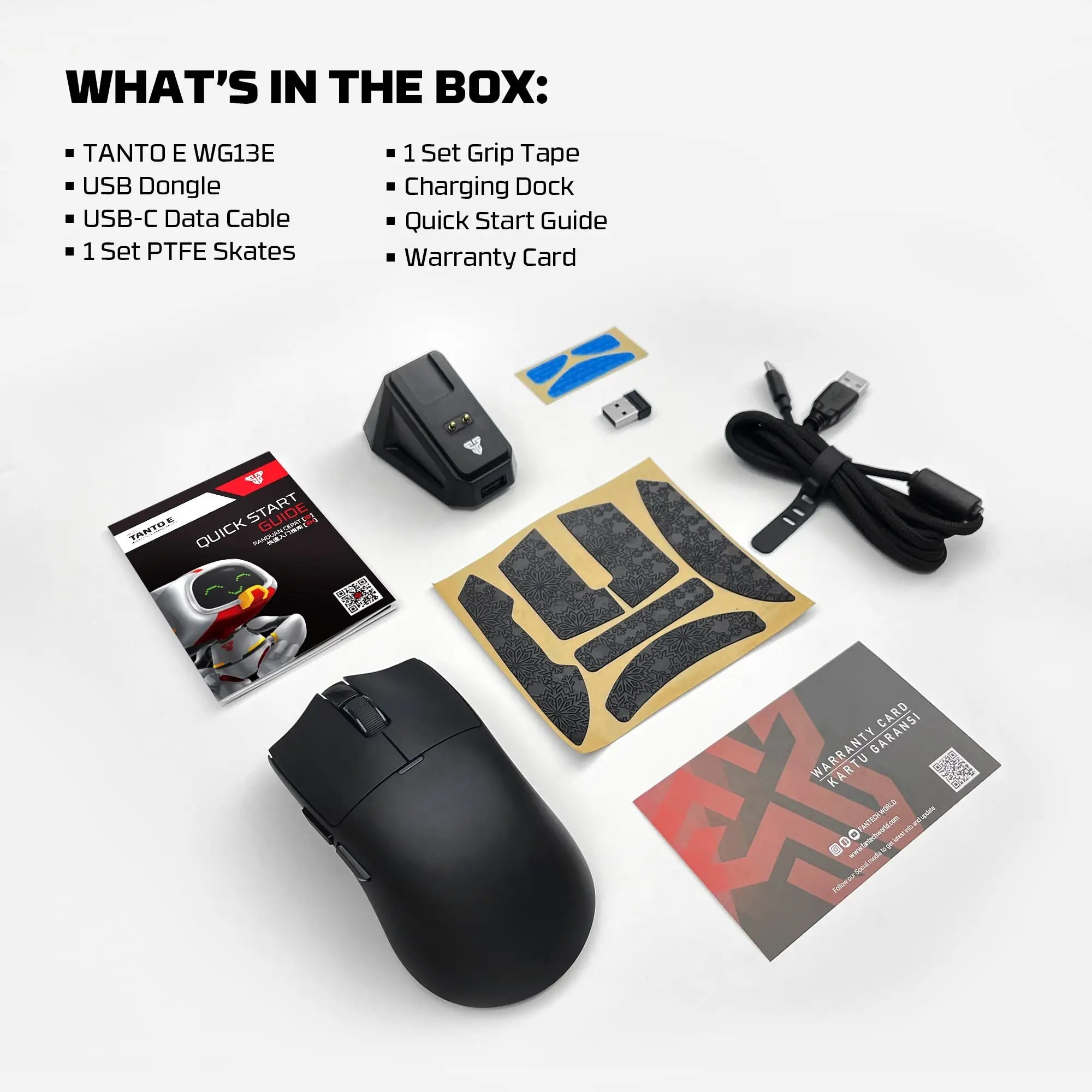 Fantech Tantoe Wg13e Wireless Mouse Three-mode Switching and Magnetic Rechargeable Dock Pixart Paw3311 Up to 45 Hours