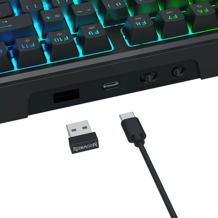 Redragon k762 pro wireless 104-key gasket gaming keyboard screen & knob | easy-control led info display 0-delay