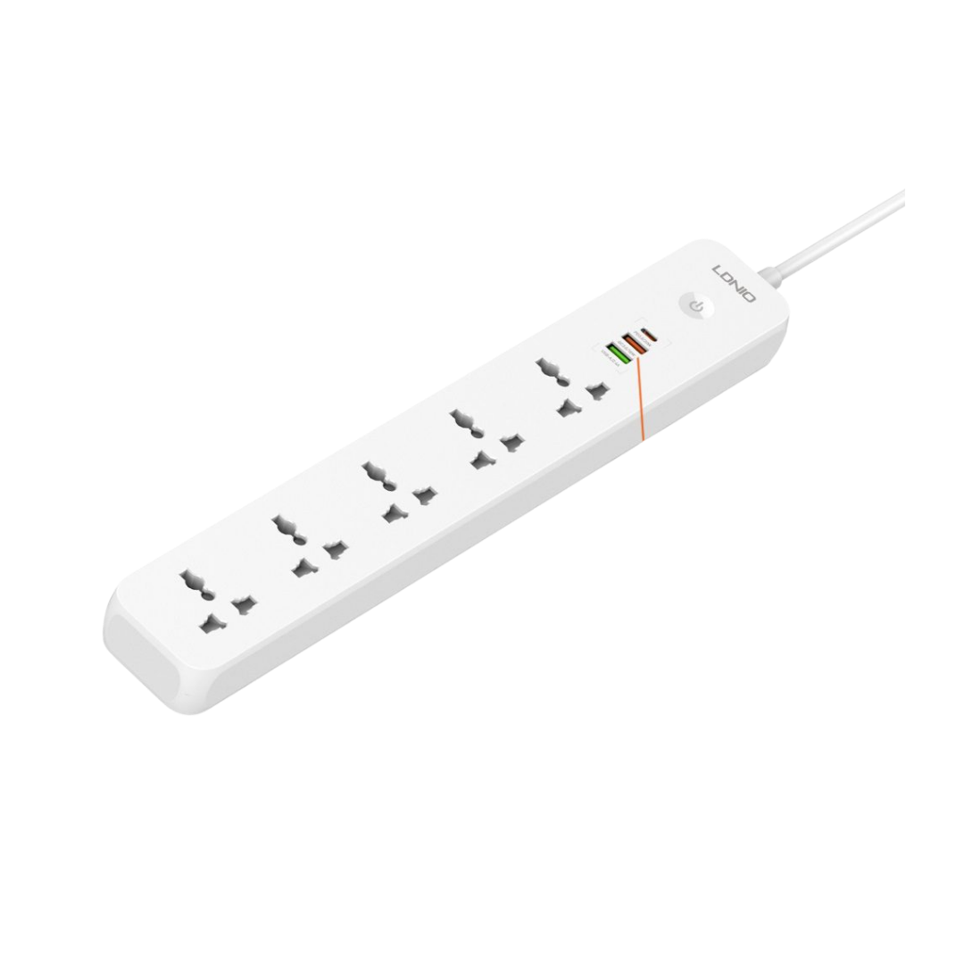 Ldnio sc5319 multi socket extension lead with 5 ac 3 usb power socket plug extender 2m