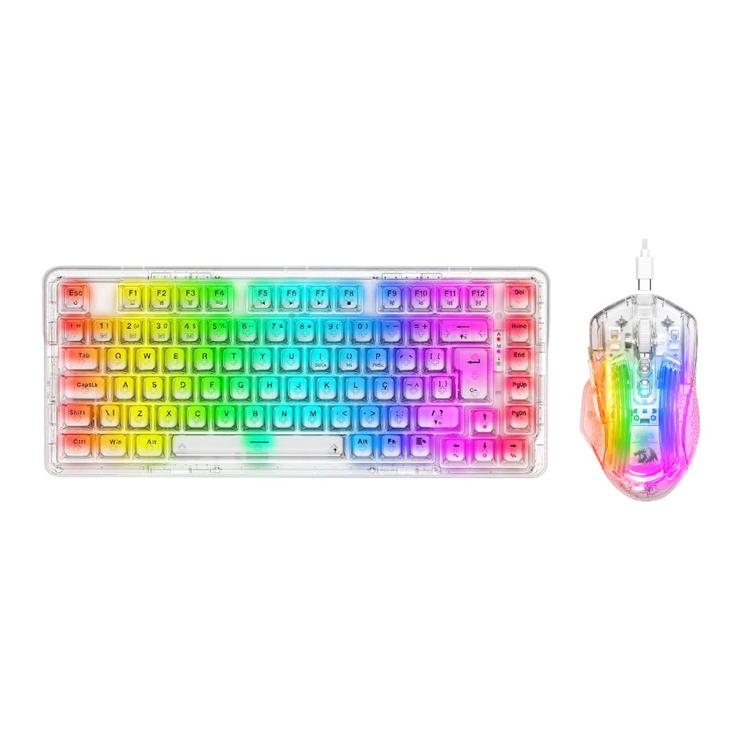 Redragon combo wireless keyboard k649 and wired mouse m695 crystal