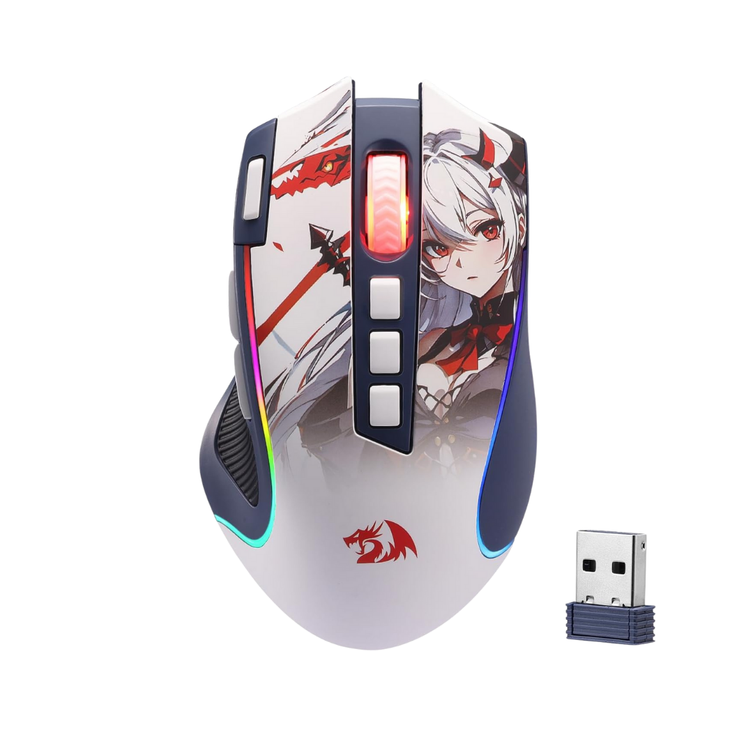 Redragon M612AK PRO RGB Anime Gaming Mouse, 8000 DPI Wired/Wireless Optical Mouse with 9 Programmable Buttons & 7 Backlit Modes, BT & 2.4G Wireless, Software Supports DIY Keybinds Rapid Fire Button