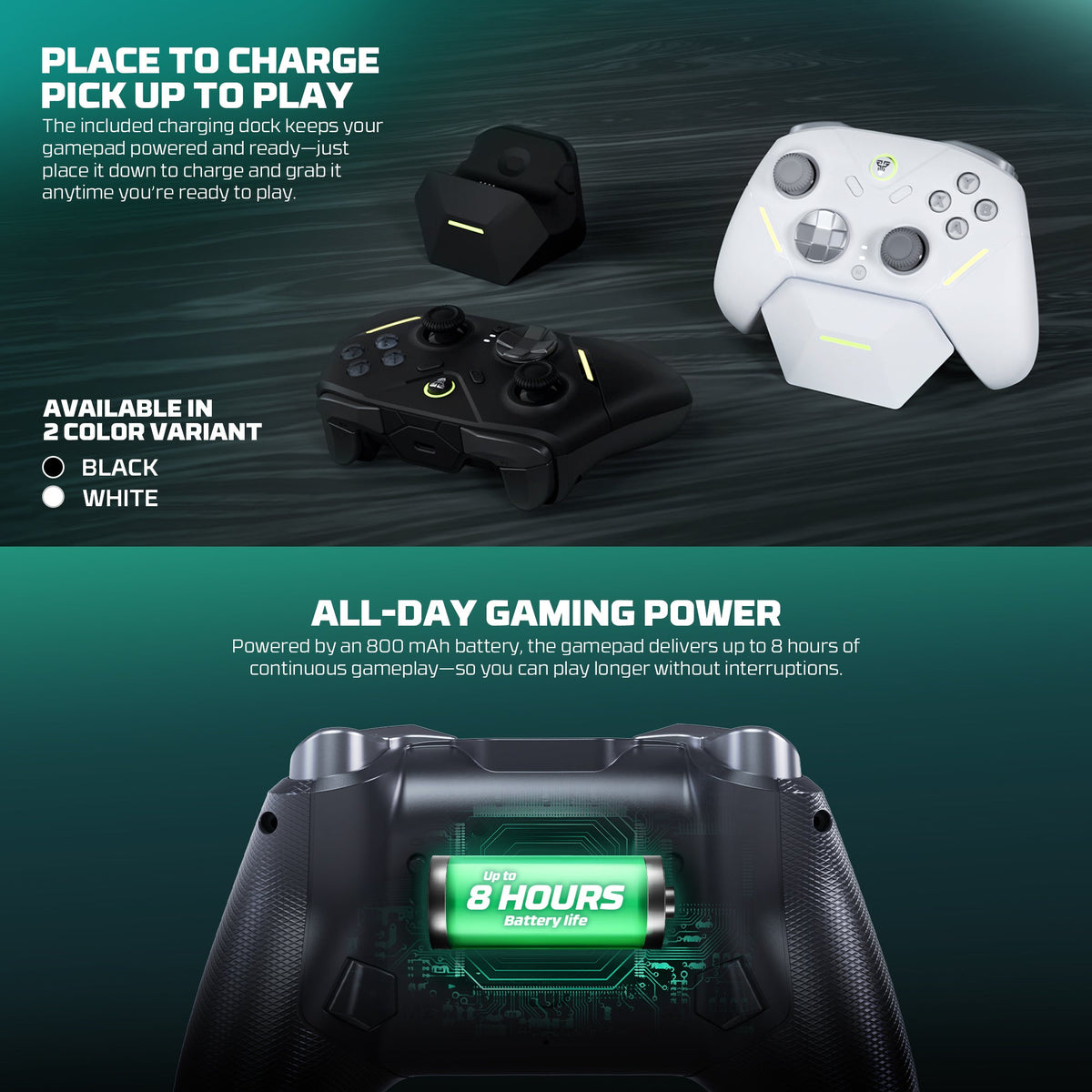 Fantech zenith pro wireless gamepad rgb multi-platform hall-effect game controller with charging dock - console