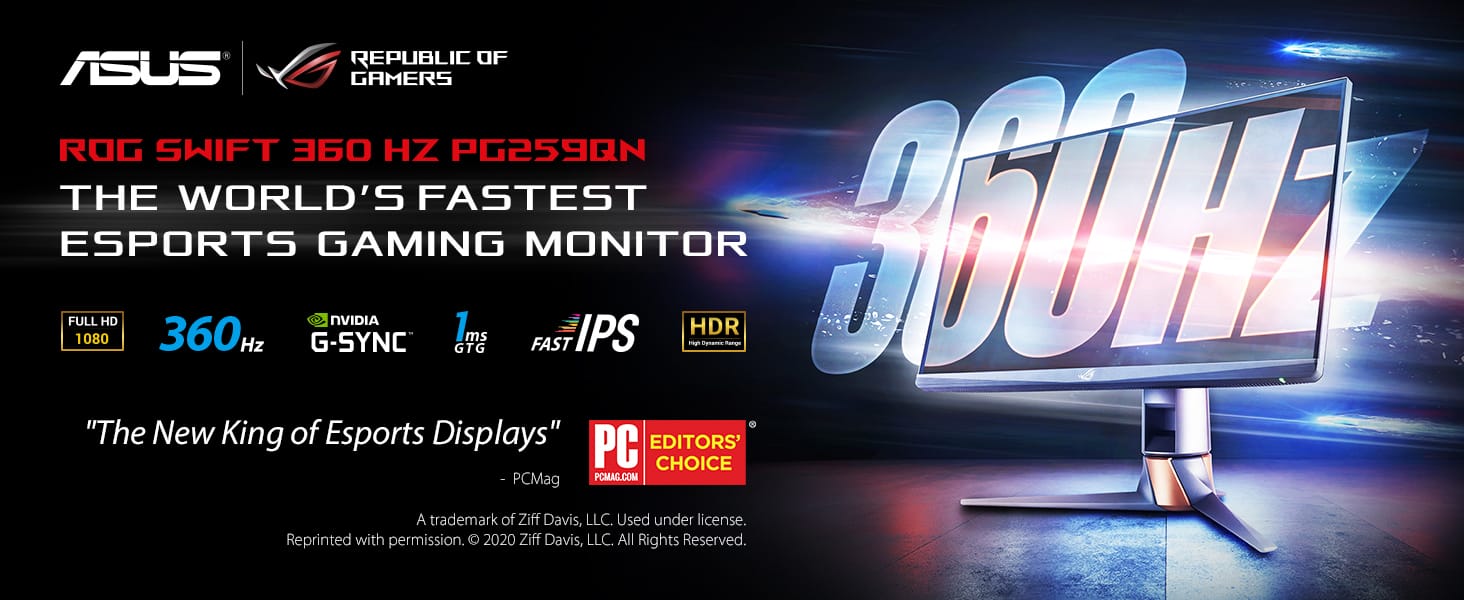 Asus Rog Swift 360hz Pg259qn 24.5” Fast Ips 1ms - Gameonjo