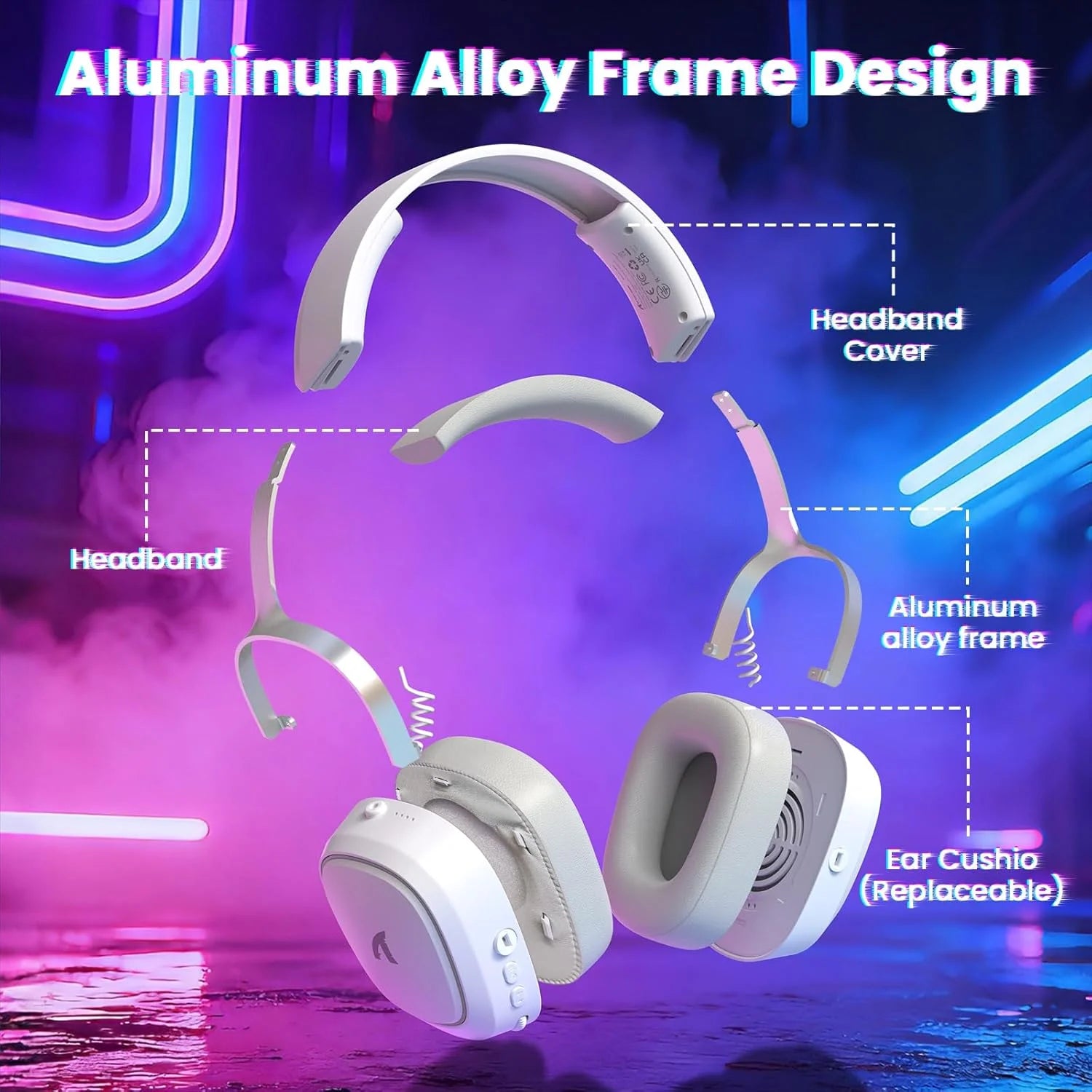Attack shark g800 wireless rgb gaming headset:7.1 surround sound-50mm drivers-memory foam ear