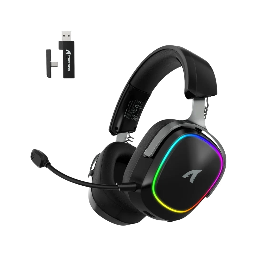 Attack shark g800 wireless rgb gaming headset:7.1 surround sound-50mm drivers-memory foam ear