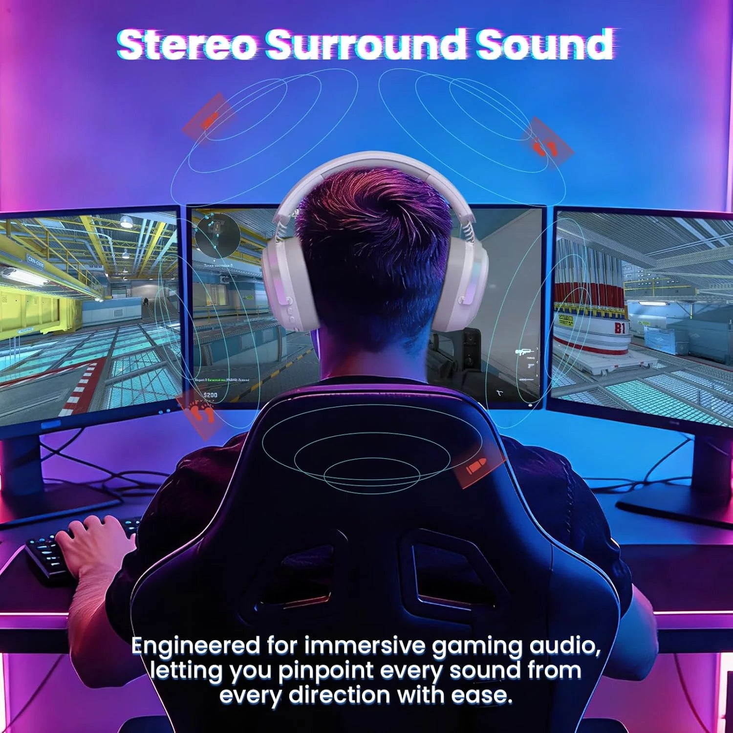 Attack shark g800 wireless rgb gaming headset:7.1 surround sound-50mm drivers-memory foam ear