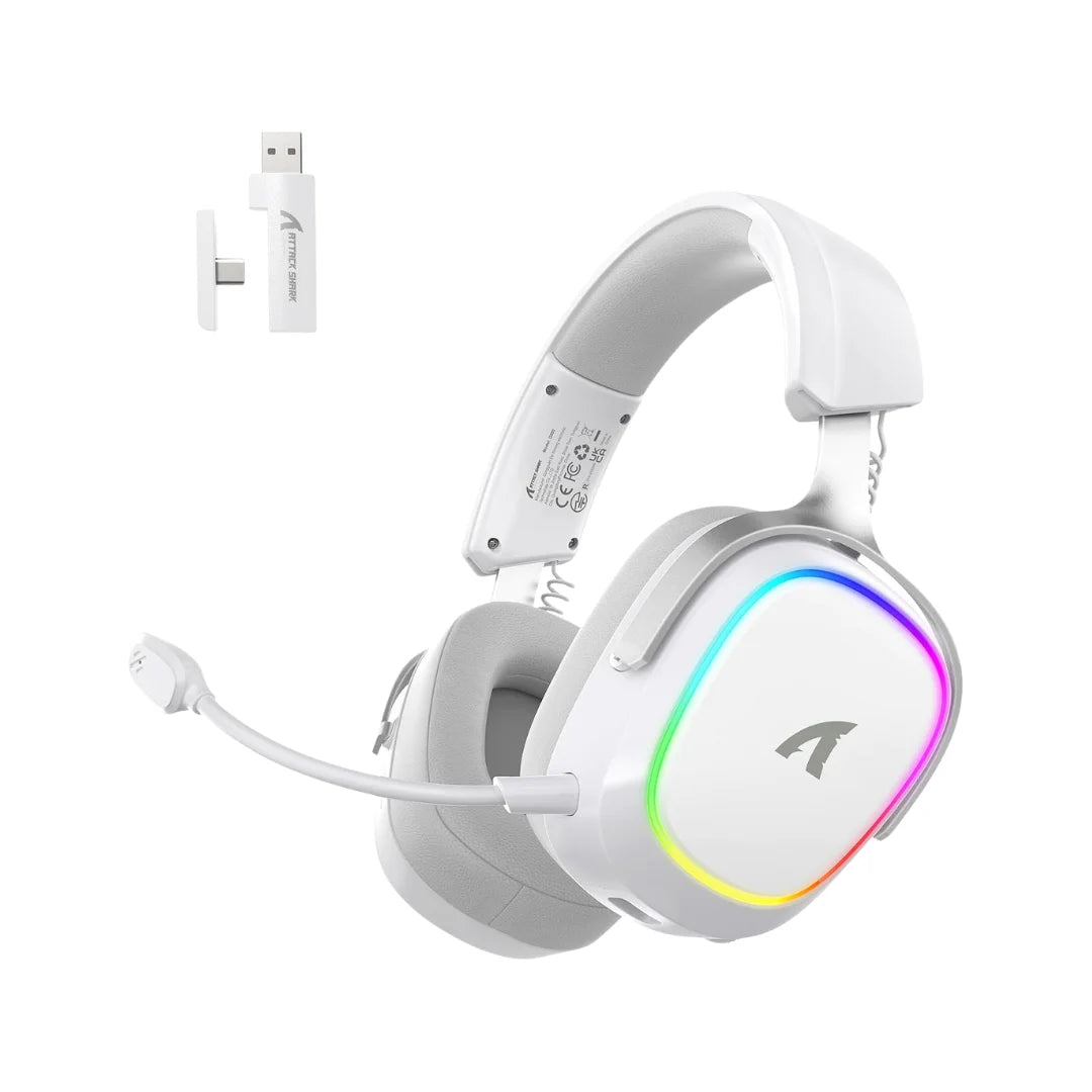Attack shark g800 wireless rgb gaming headset:7.1 surround sound-50mm drivers-memory foam ear