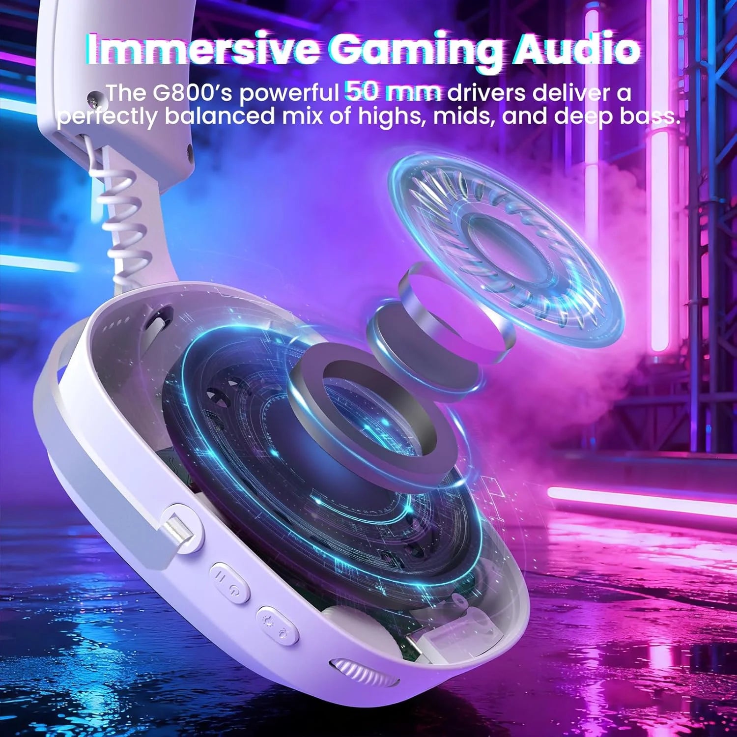 Attack shark g800 wireless rgb gaming headset:7.1 surround sound-50mm drivers-memory foam ear