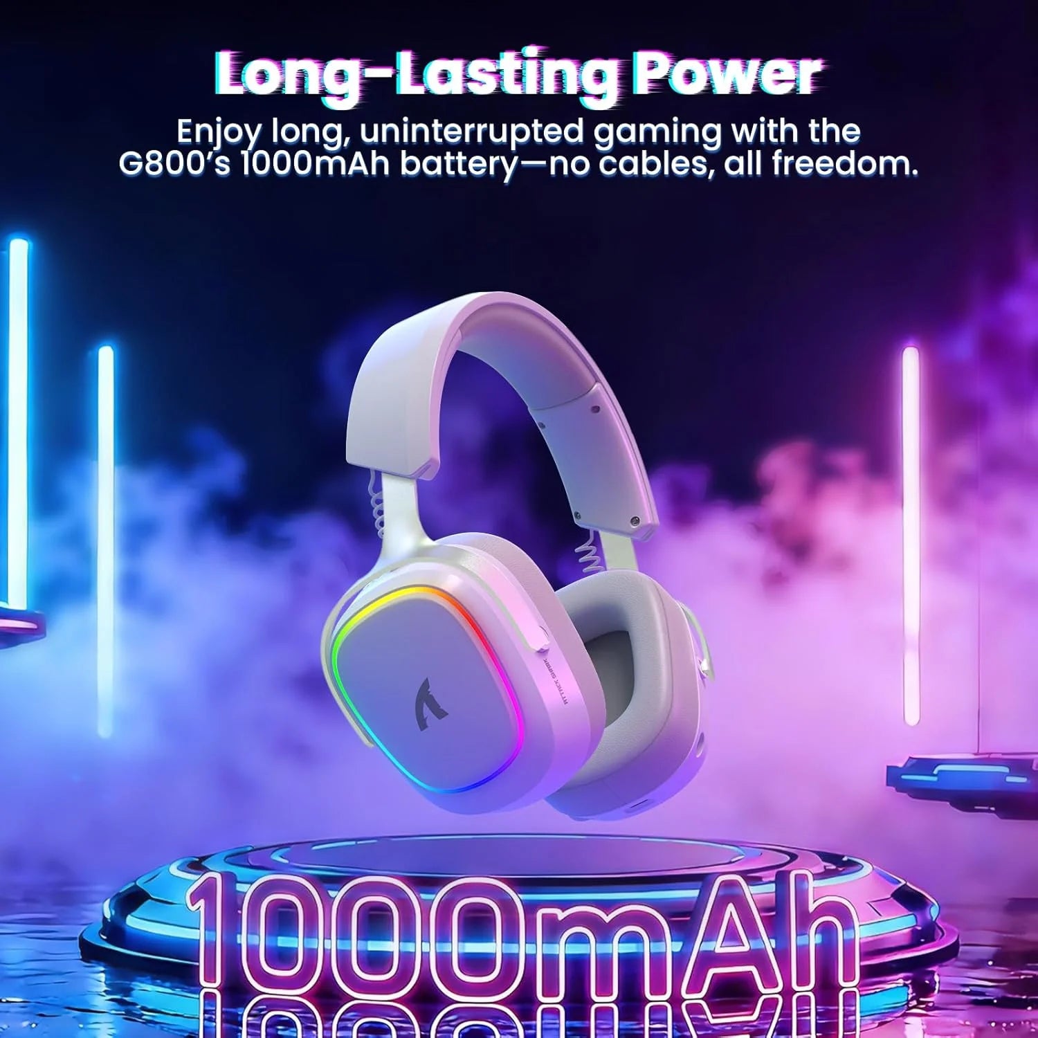 Attack shark g800 wireless rgb gaming headset:7.1 surround sound-50mm drivers-memory foam ear