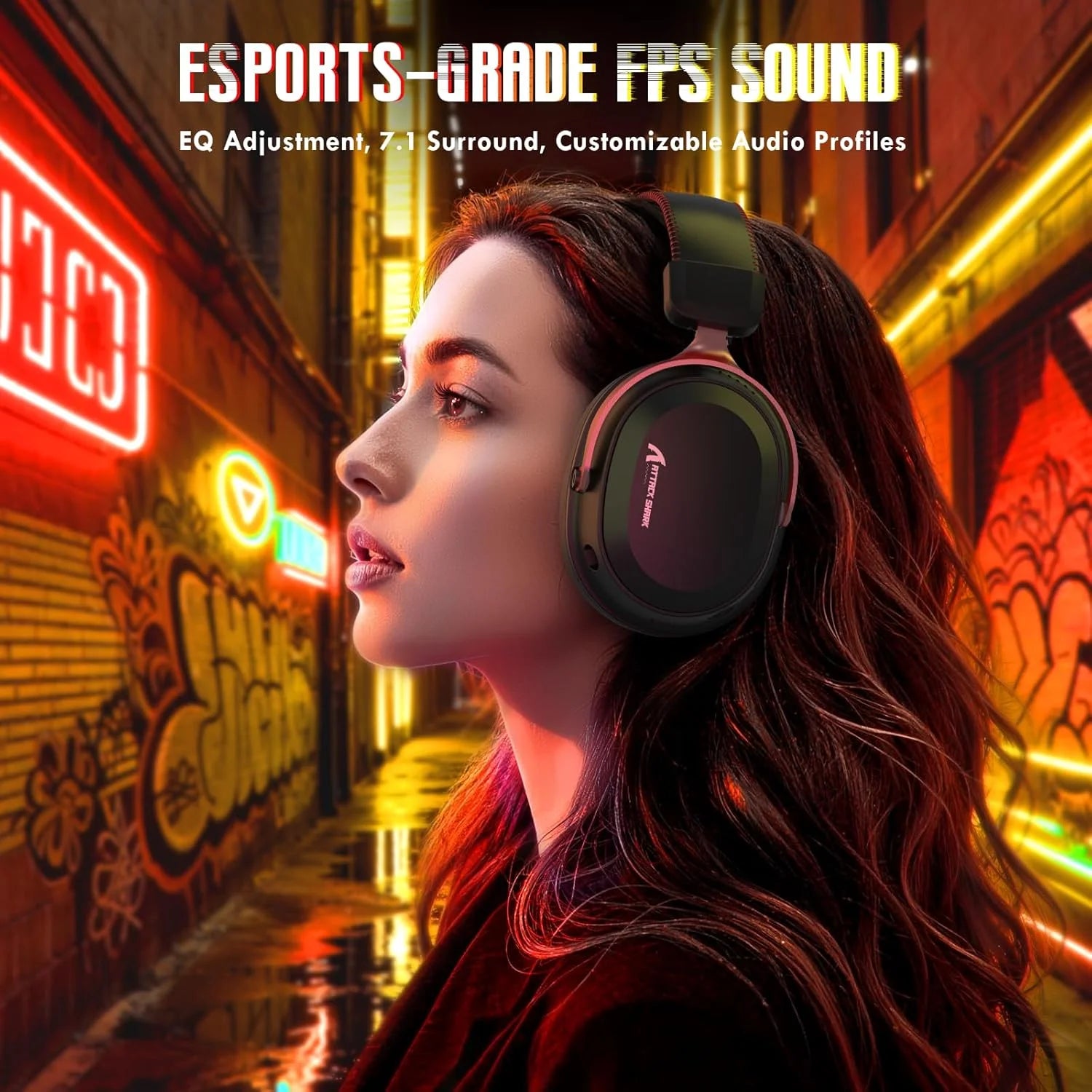 Attack shark l30pro wireless gaming headset with 2.4ghz/bt/wired long battery life with detachable microphone 7.1