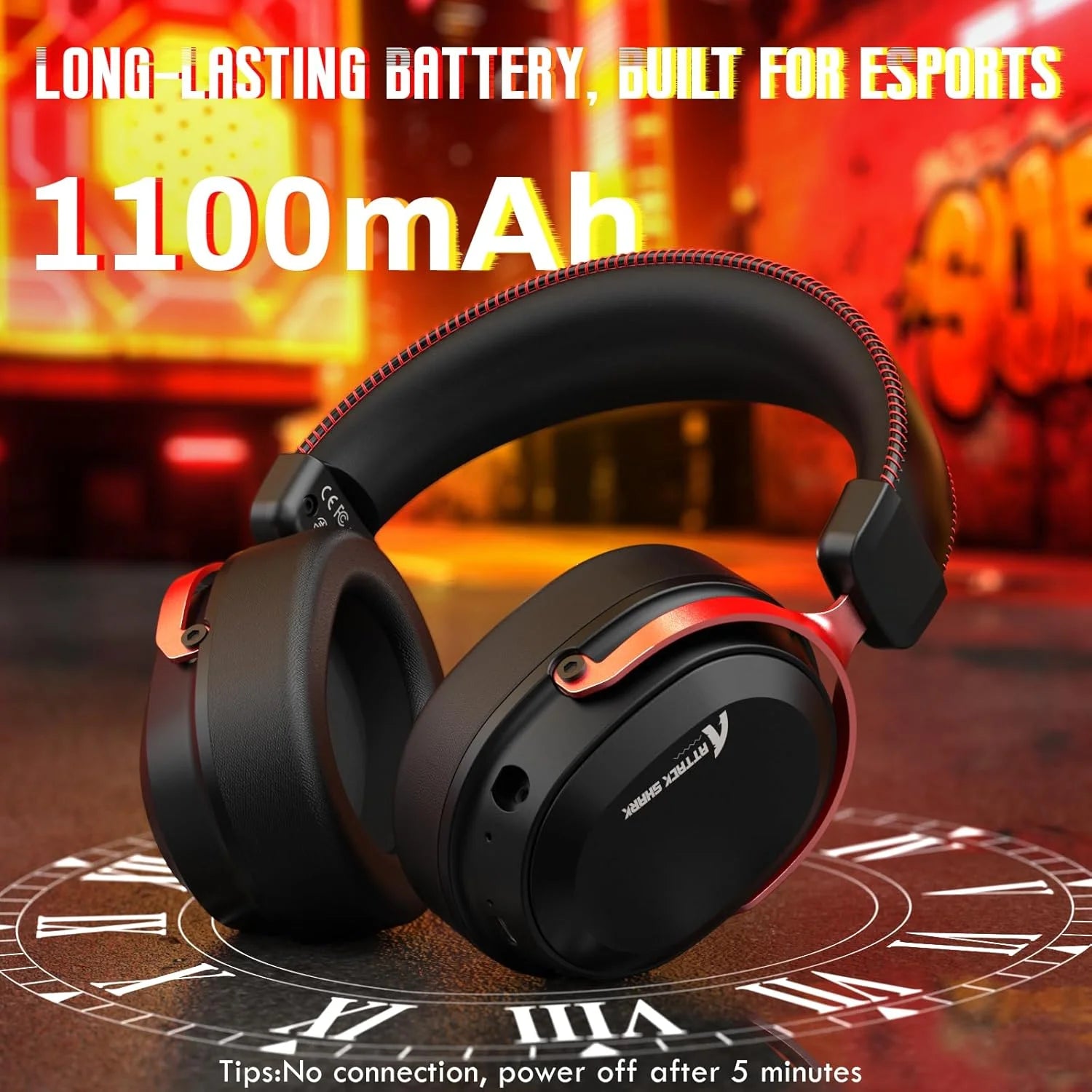 Attack shark l30pro wireless gaming headset with 2.4ghz/bt/wired long battery life with detachable microphone 7.1