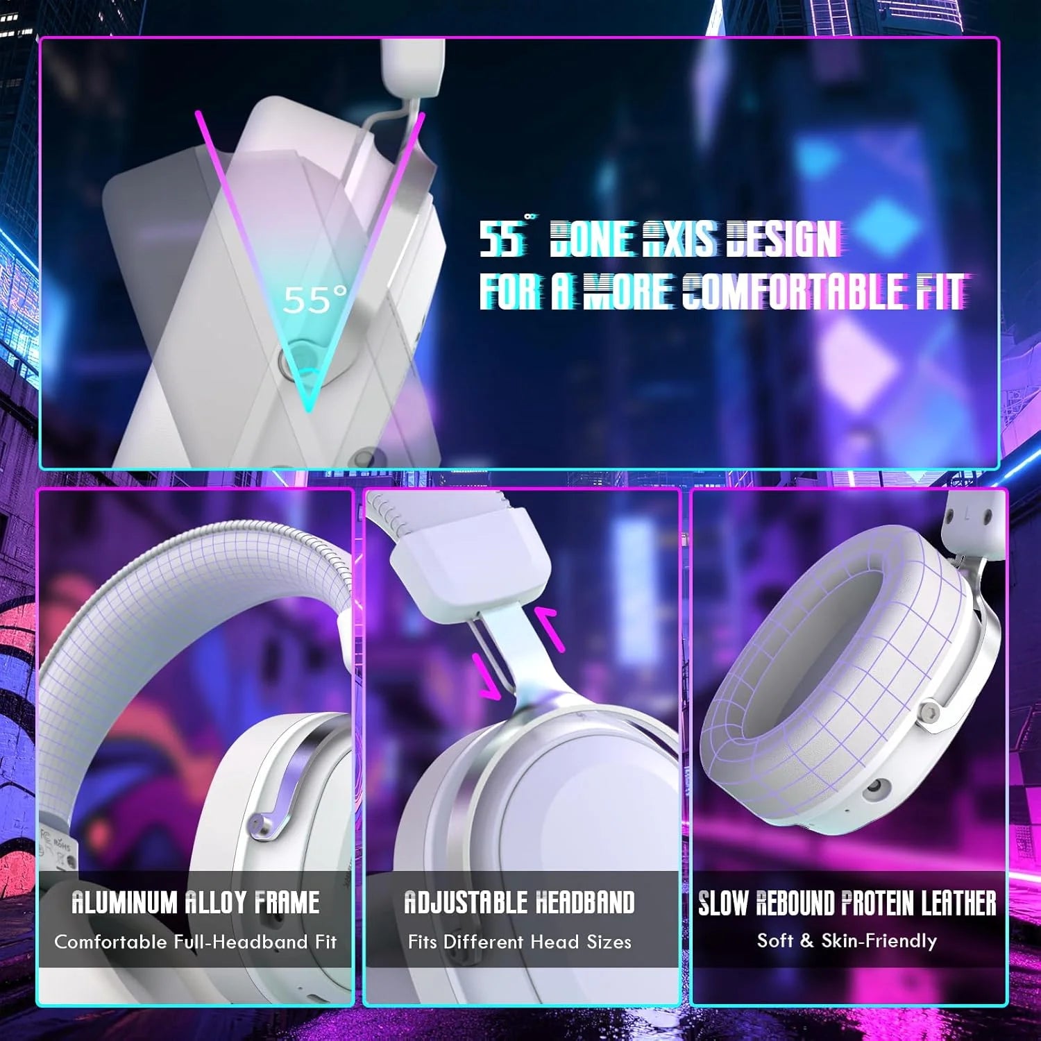 Attack shark l30pro wireless gaming headset with 2.4ghz/bt/wired long battery life with detachable microphone 7.1