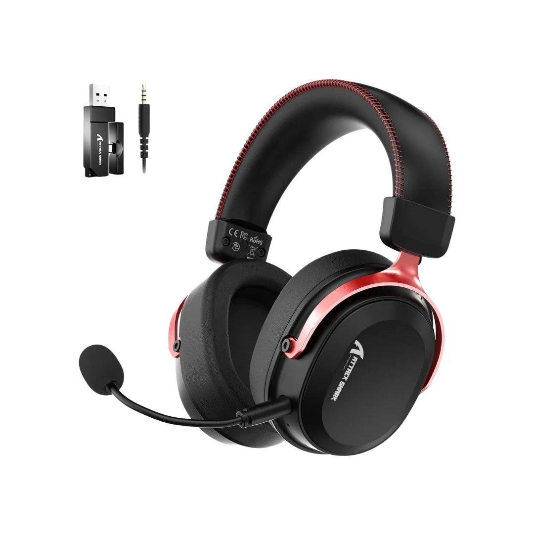 Attack shark l30pro wireless gaming headset with 2.4ghz/bt/wired long battery life with detachable microphone 7.1