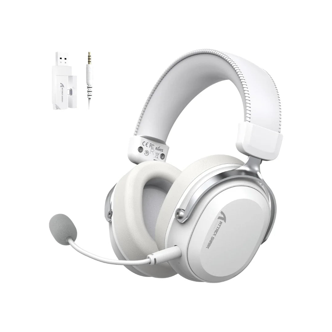 Attack shark l30pro wireless gaming headset with 2.4ghz/bt/wired long battery life with detachable microphone 7.1