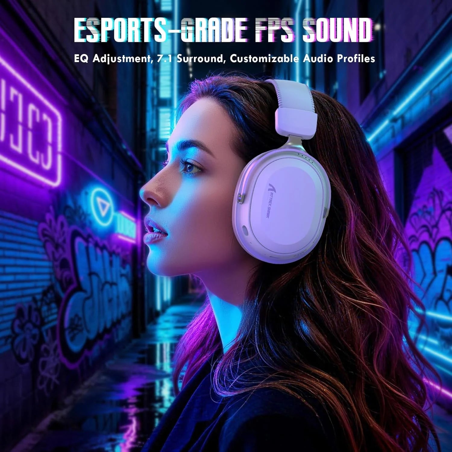 Attack shark l30pro wireless gaming headset with 2.4ghz/bt/wired long battery life with detachable microphone 7.1