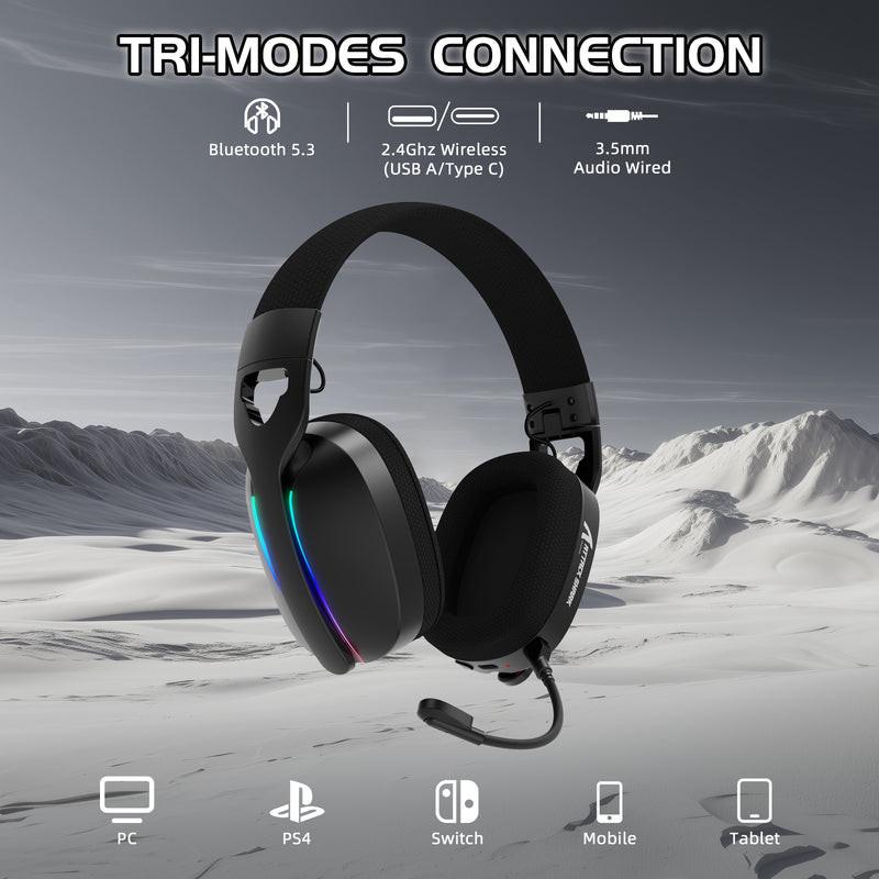 ATTACK SHARK L90 Foldable RGB Ultra-Light Tri-Mode Gaming Headset.
