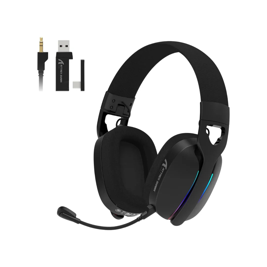 Attack shark l90 ultra-light wireless headset,rgb,foldable,triple- mode-2.4ghz/bluetooth/wired gaming headphone