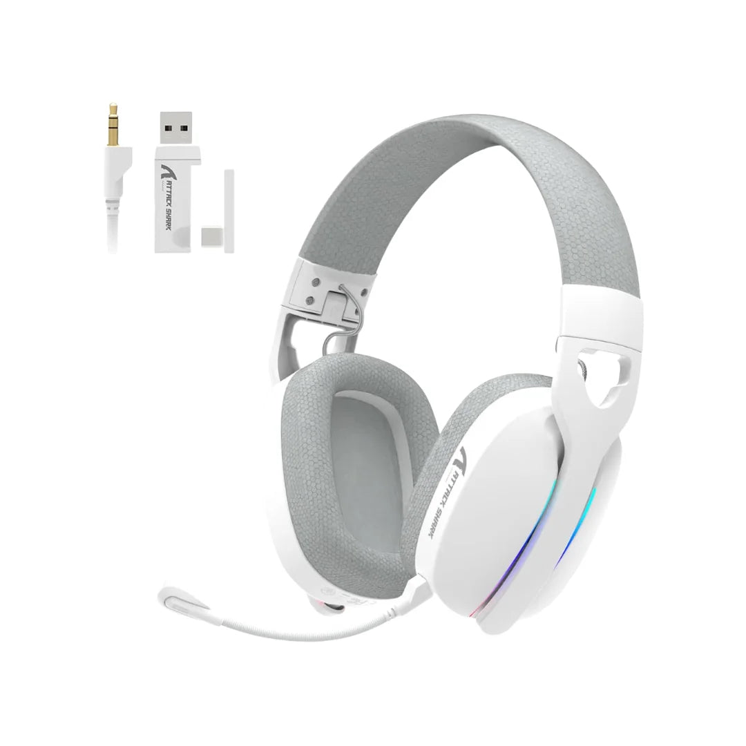 Attack shark l90 ultra-light wireless headset,rgb,foldable,triple- mode-2.4ghz/bluetooth/wired gaming headphone
