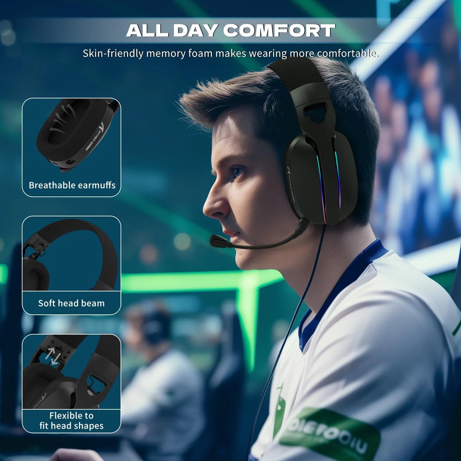 Attack shark l90 ultra-light wireless headset,rgb,foldable,triple- mode-2.4ghz/bluetooth/wired gaming headphone