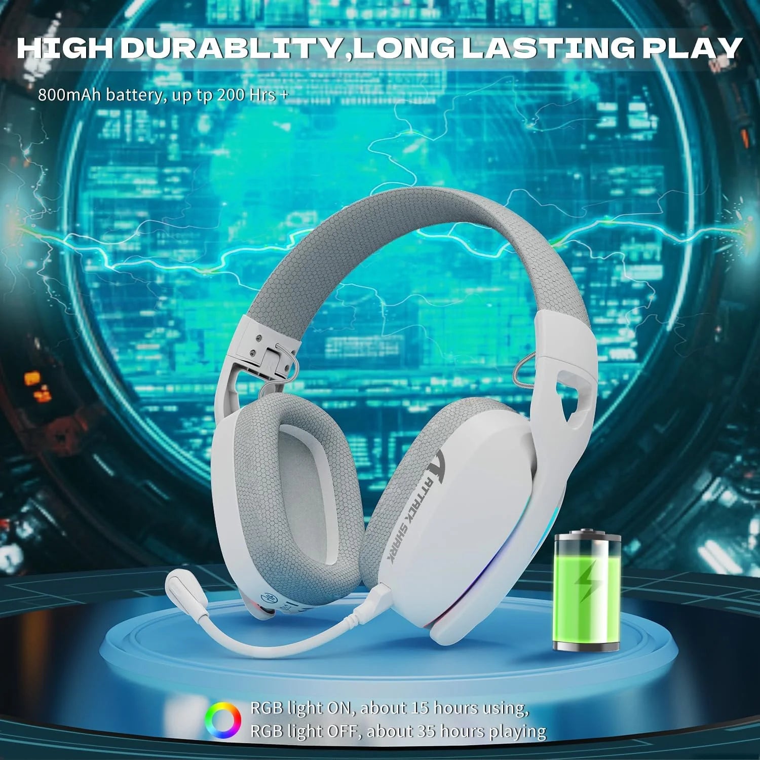 Attack shark l90 ultra-light wireless headset,rgb,foldable,triple- mode-2.4ghz/bluetooth/wired gaming headphone