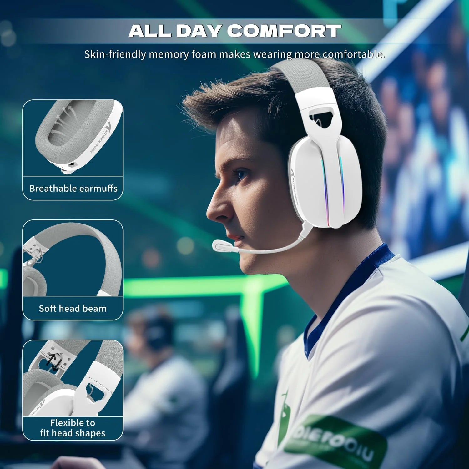 Attack shark l90 ultra-light wireless headset,rgb,foldable,triple- mode-2.4ghz/bluetooth/wired gaming headphone