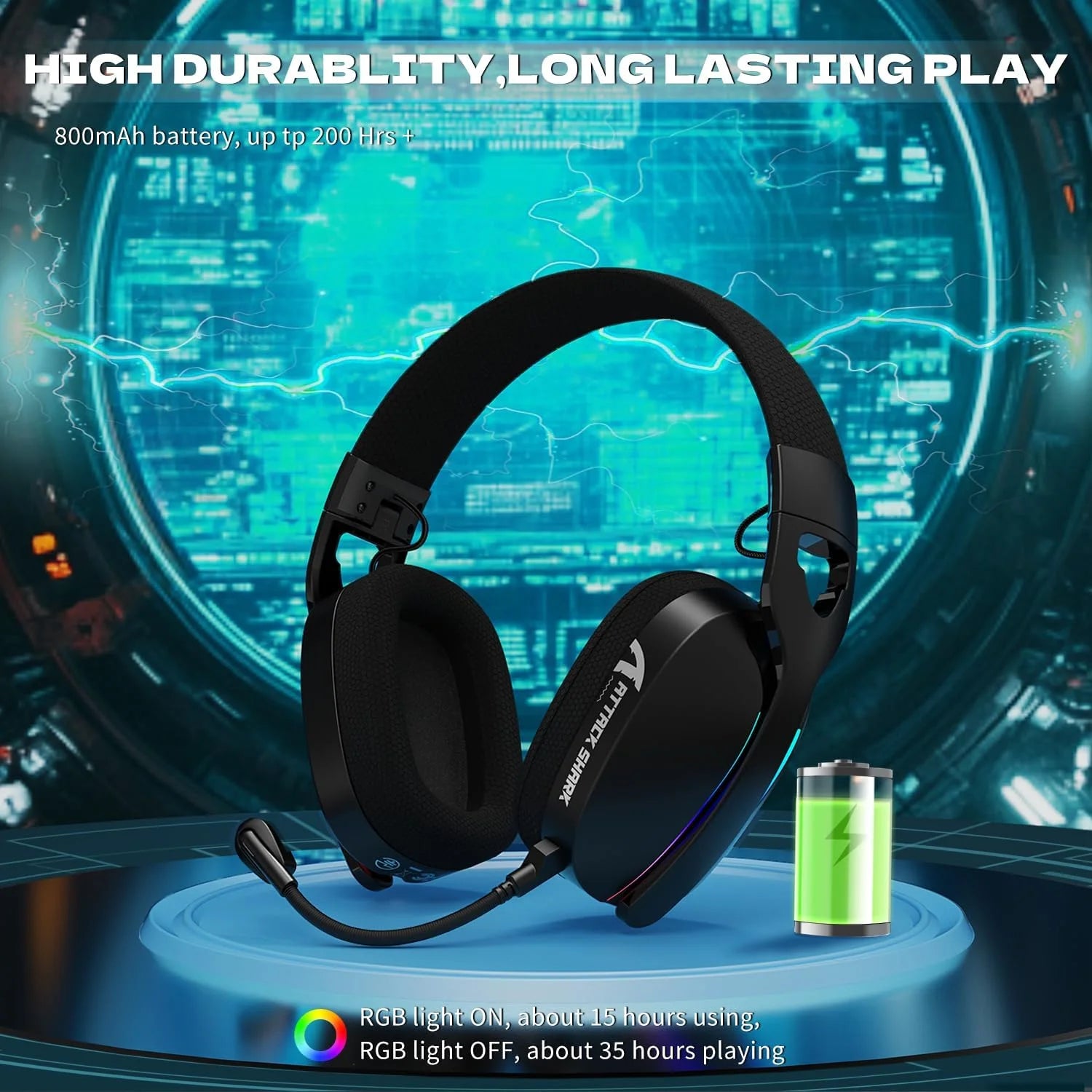 Attack shark l90 ultra-light wireless headset,rgb,foldable,triple- mode-2.4ghz/bluetooth/wired gaming headphone
