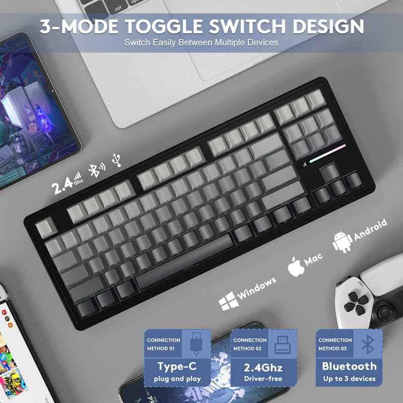 Attack Shark M87Pro Wireless Mechanical Keyboard with Side Printed Pbt Keycaps