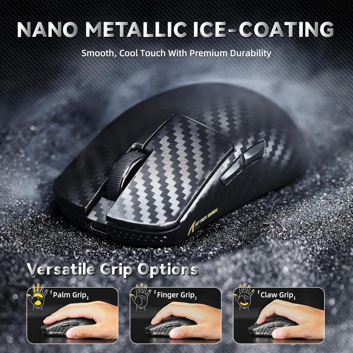 Attack shark r11 ultra 8k carbon fiber wireless gaming mouse,paw3950 max sensor,49g ultra-lightweight,nordic 52840 mcu